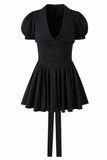White Puff Sleeve Corset Mini Dress