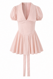 White Puff Sleeve Corset Mini Dress