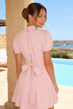 White Puff Sleeve Corset Mini Dress