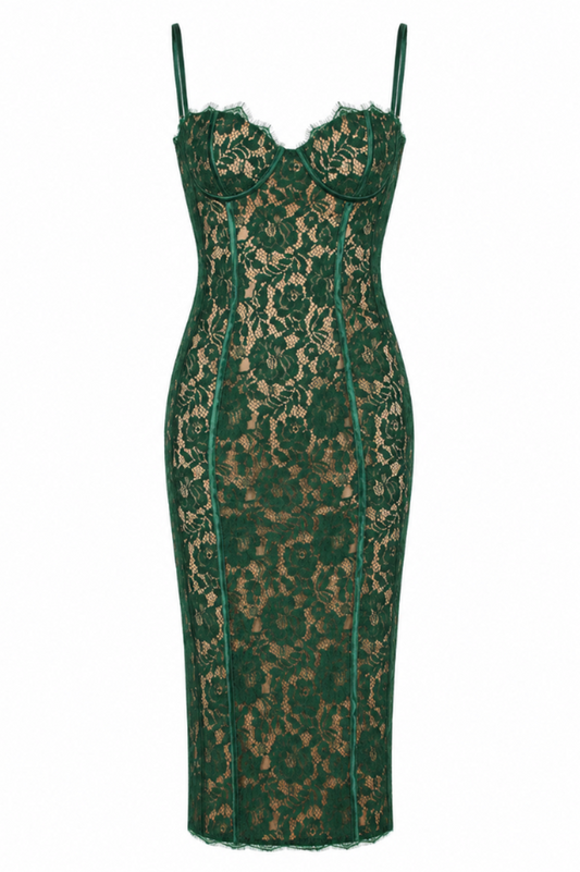 Joelle Lace Corset Midi Dress