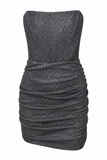 Strapless Corset Ruched Bodycon Mini Dress