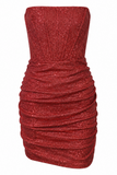 Strapless Corset Ruched Bodycon Mini Dress