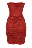 Strapless Corset Ruched Bodycon Mini Dress