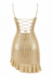 Sequin Cowl Neck Dress