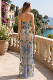 Kamames Strapless Floral Sequined Maxi Dress