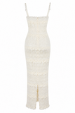 Tiered Ruffle Smocked Bodycon Midi Dress
