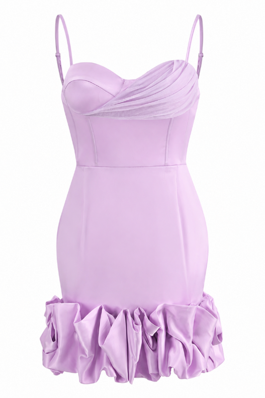 Lila Draped Ruffle Mini Bustier Dress