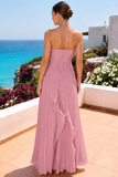 Isabella Pleated Ruffle Halter Prom Dress