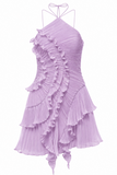 Ariana Ruched Ruffle Homecoming Dress