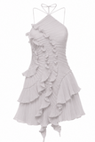 Ariana Ruched Ruffle Homecoming Dress