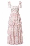 Isla Tie Up Floral Print Tiered Maxi Dress