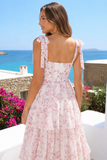 Isla Tie Up Floral Print Tiered Maxi Dress