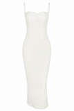 Elena Cream Tea Frill Lace Midi Dress