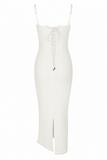 Elena Cream Tea Frill Lace Midi Dress