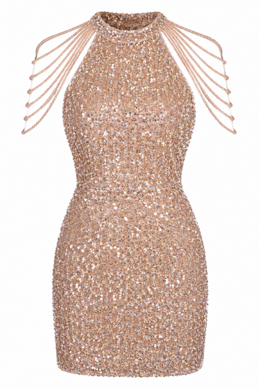 Luna Chain Detail Sequin Bodycon Dress