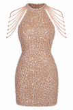 Luna Chain Detail Sequin Bodycon Dress