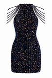Luna Chain Detail Sequin Bodycon Dress