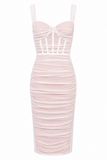 Elena Mesh Corset Midi Bodycon Dress