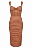 Elena Mesh Corset Midi Bodycon Dress