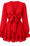 Marnie Tie Front Tiered Ruffle Mini Dress