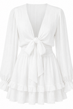 Marnie Tie Front Tiered Ruffle Mini Dress