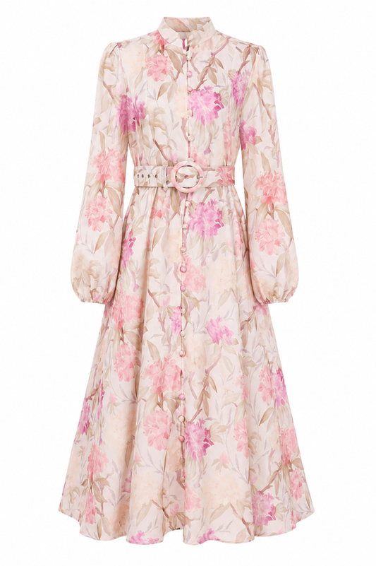 Lorelei Floral Waist Belt Midi Dress