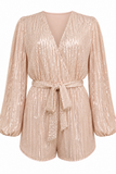 Chloe Sequin Wrap Belted Romper