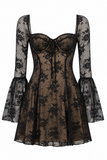 Lila Floral Lace Corset Mini Dress