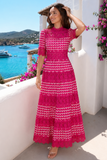 Thea Scalloped Trim Tiered Lace Midi Dress