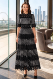 Thea Scalloped Trim Tiered Lace Midi Dress
