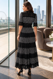 Thea Scalloped Trim Tiered Lace Midi Dress