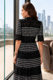 Thea Scalloped Trim Tiered Lace Midi Dress