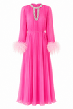 Layla Crystal Embellished Feather Maxi Dress
