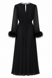 Layla Crystal Embellished Feather Maxi Dress