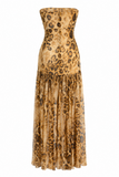 Maren Tropical Floral Strapless Long Dress