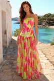 Maren Tropical Floral Strapless Long Dress