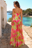 Maren Tropical Floral Strapless Long Dress