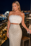 Zara Feather Mermaid Skirt Matching Set