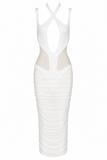 Bianca Cutout Sheer Mesh Midi Bodycon Dress
