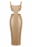 Matilda Metallic Cutout Midi Bodycon Dress