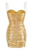 Corin Ruched Metallic Minidress