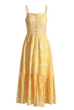 Irene Yellow Eyelet Midi Dress