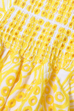 Irene Yellow Eyelet Midi Dress
