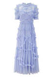 Elara Ruffle Tiered Tulle Maxi Dress
