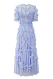 Elara Ruffle Tiered Tulle Maxi Dress