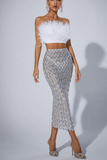 Zara Feather Mermaid Skirt Matching Set