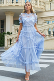 Elara Ruffle Tiered Tulle Maxi Dress