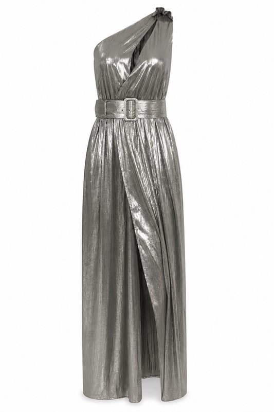 Gabriela One Shoulder Cutout Belted Gown